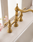 Vintage Bridge Faucet with Side Sprayer - Unlacquered Brass