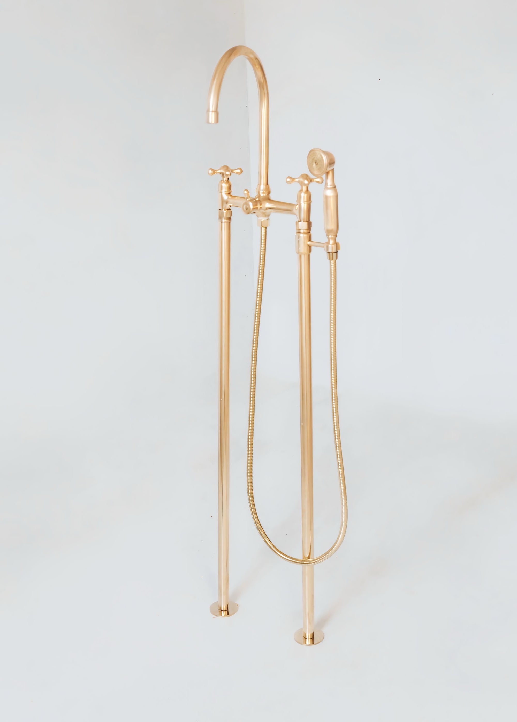 Unlacquered Brass Floor Mounted Bath Tube Filler