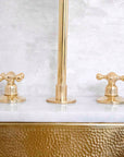 Snake Style Widespread 3 Holes Solid Unlacquered Brass Faucet