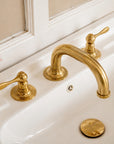Brass Sink Faucet Widespread Bathroom Faucet Lever Handles Unlacquered Brass