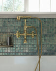 Unlacquered Solid Brass Telephone Tub Filler with Handheld, Deck & Wall Mounted