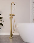 Brass Freestanding Tube Filler with Hand Shower