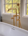 Lewistown Tub Filler with Hand Shower – Unlacquered Brass