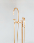 Unlacquered Brass Floor Mounted Bath Tube Filler