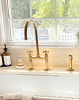 Unlacquered Brass Kitchen Bridge Faucet - Compact Size