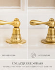 Brass Sink Faucet Widespread Bathroom Faucet Lever Handles Unlacquered Brass