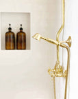 Handcrafted Unlacquered Brass Shower System, Rainfall Headshower