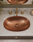 Hammered Copper Oval Bathroom Sink