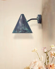 Handcrafted Outdoor Brass Wall Sconces With An Aged Verdigris Finish
