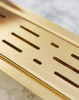 Unlacquered Brass Linear Floor Drain, Solid Brass Rectangular Shower Drain