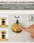 Bathroom Sink Pop-Up Drain with Overflow – US Standard, Unlacquered Brass