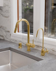 Unlacquered Brass Pull Down Kitchen Faucet