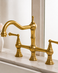 Vintage Bridge Faucet with Side Sprayer - Unlacquered Brass