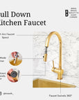 Unlacquered Brass Pull Down Kitchen Faucet