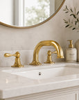 Brass Sink Faucet Widespread Bathroom Faucet Lever Handles Unlacquered Brass