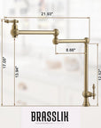 Unlacquered Brass Pot Filler Faucet, Standing Brass Pot Filler