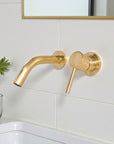 Unlacquered Brass Wall Mount Faucet, Single Handle Hot & Cold Sink Tap