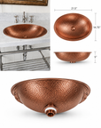Hammered Copper Oval Bathroom Sink