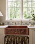 Antique Copper Farmhouse Kitchen Sink - Hammered
