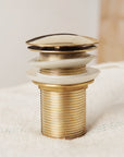 Unlacquered Brass Bathroom Sink Drain With Overflow, Basin Sink Stopper, Pop up Drain