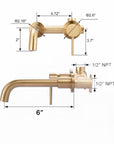 Unlacquered Brass Wall Mount Faucet, Single Handle Hot & Cold Sink Tap
