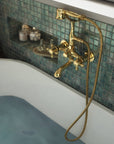 Unlacquered Solid Brass Telephone Tub Filler with Handheld, Deck & Wall Mounted