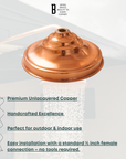 Unlacquered Copper Showerhead, Indoor & Outdoor Use