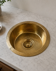 Hammered Unlacquered Brass Round Bar Sink