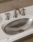 Hammered Nickel Oval Bathroom Sink