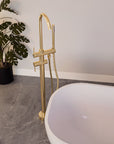 Brass Freestanding Tube Filler with Hand Shower