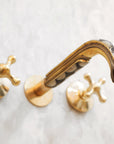 Handcrafted Wood & Brass Wall Mounted Faucet