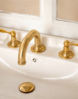 Brass Sink Faucet Widespread Bathroom Faucet Lever Handles Unlacquered Brass
