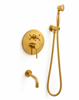 Wall Mounted Tub Filler with Hand Shower – Unlacquered Brass