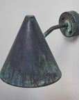 Handcrafted Outdoor Brass Wall Sconces With An Aged Verdigris Finish