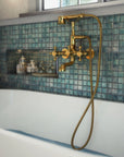 Unlacquered Solid Brass Telephone Tub Filler with Handheld, Deck & Wall Mounted