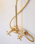 Handcrafted Unlacquered Brass Shower System, Rainfall Headshower