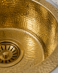 Hammered Unlacquered Brass Round Bar Sink