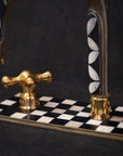 Unlacquered Brass Bathroom 3 Holes Faucet, Resin Vanity Faucet