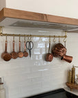 Unlacquered Brass Wall Mount Pot Rail Bar With Hooks