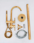 Brass Freestanding Tube Filler with Hand Shower