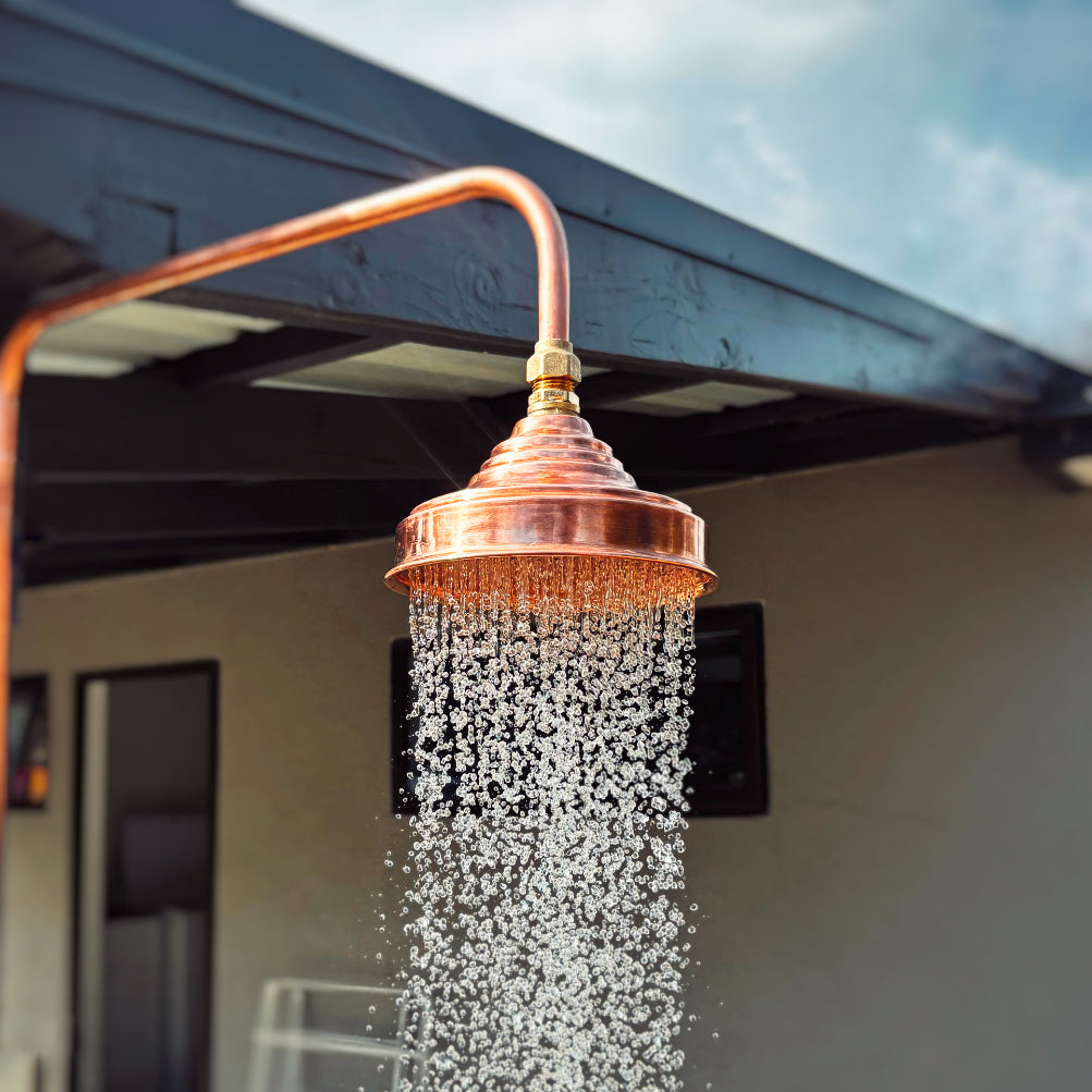 Unlacquered Copper Showerhead, Indoor & Outdoor Use