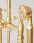 Unlacquered Brass Floor Mounted Bath Tube Filler