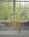 Unlacquered Solid Brass Telephone Tub Filler with Handheld, Deck & Wall Mounted
