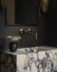 Unlacquered Brass Wall Mount Faucet With Cross Handles