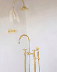 Unlacquered Brass Floor Mounted Bath Tube Filler
