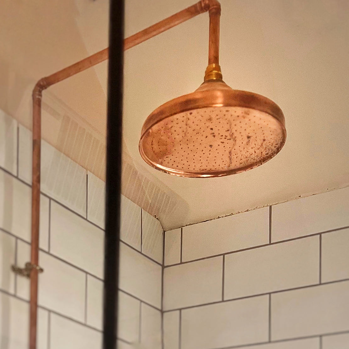 Unlacquered Copper Showerhead, Indoor & Outdoor Use