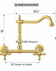Brighton Wall Mounted Classic Brass Faucet