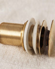 Unlacquered Brass Bathroom Sink Drain With Overflow, Basin Sink Stopper, Pop up Drain
