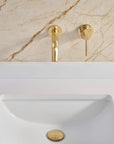 Unlacquered Brass Wall Mount Faucet, Single Handle Hot & Cold Sink Tap