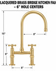 Unlacquered Brass Kitchen Bridge Faucet - Compact Size
